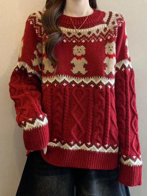 Red Christmas Bear Knitted Sweater Women's Early Spring New Large Size Fat MM Fair Isle Twist Knitted Top Shoulder
Red Christmas Bear Knitted Sweater Women's Early Spring New Large Size Fat MM Fair Isle Twist Knitted Top Shoulder