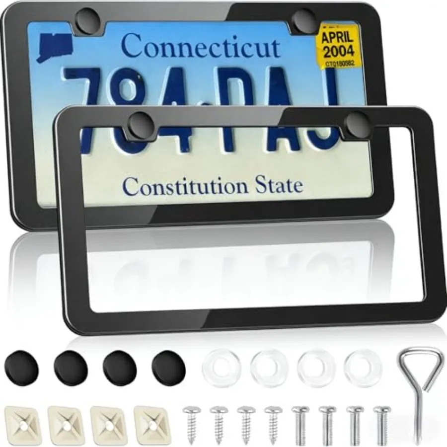 Black Metal License Plate Frame Rust Proof Car Tag Frame with Screws and Rubber Gaskets Slim Design for Front Rear 2 Pack
Black Metal License Plate Frame Rust Proof Car Tag Frame with Screws and Rubber Gaskets Slim Design for Front Rear 2 Pack