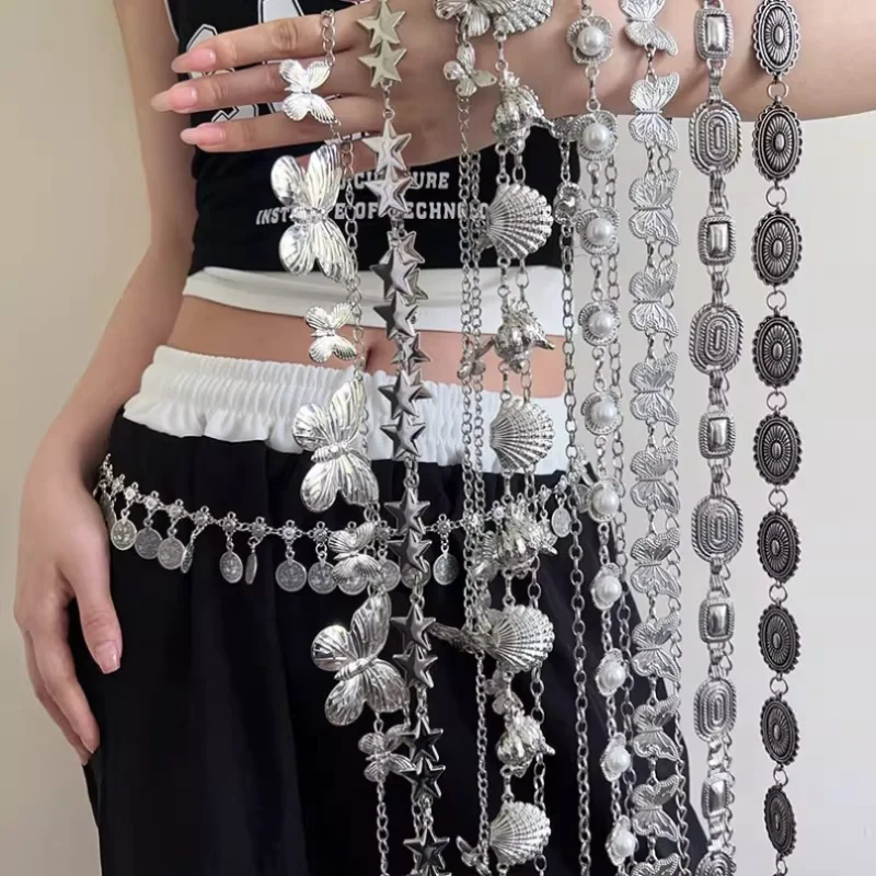 Designer Retro Bohemian Ethnic Style High-End Silver Metal Chain Waist Accessory for Women Skirt Jeans Belt
Designer Retro Bohemian Ethnic Style High-End Silver Metal Chain Waist Accessory for Women Skirt Jeans Belt