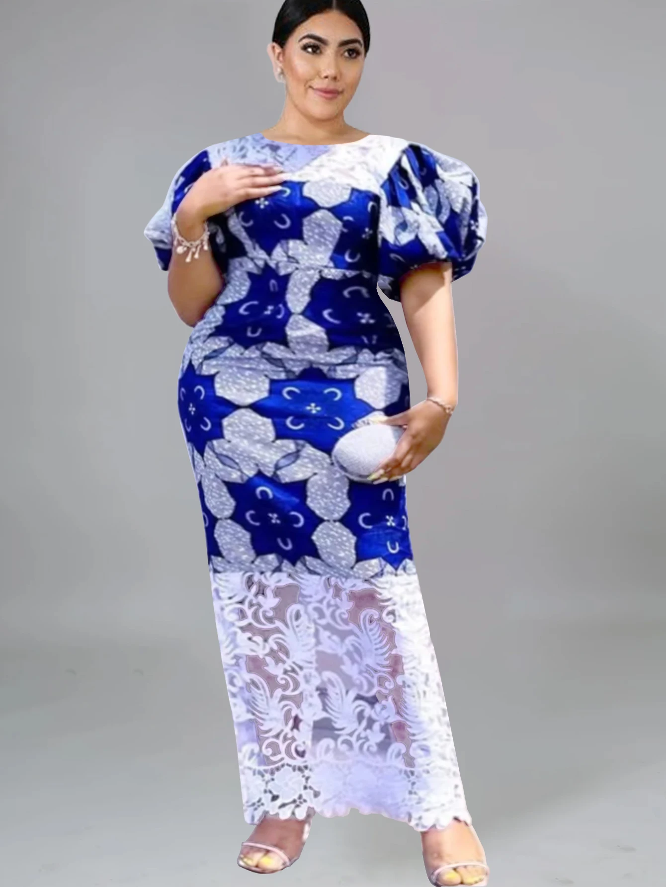 ONTINVA Plus Size Dresses for Women Blue Patchwork Lace O Neck Short Puff Sleeve Floral Printed Bodycon Evening Party Outfits
ONTINVA Plus Size Dresses for Women Blue Patchwork Lace O Neck Short Puff Sleeve Floral Printed Bodycon Evening Party Outfits