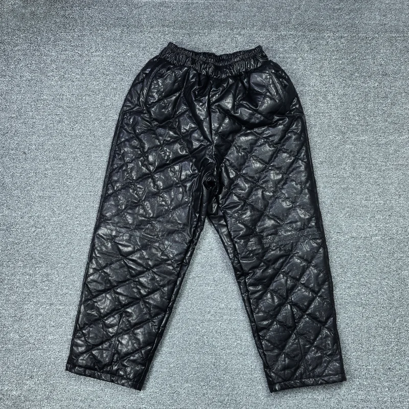 Women's Casual High Waist Leather Trousers Elastic Waist Diamond Patterned Straight Leg Pants Harlan Sle Autumn Winter New
Women's Casual High Waist Leather Trousers Elastic Waist Diamond Patterned Straight Leg Pants Harlan Sle Autumn Winter New