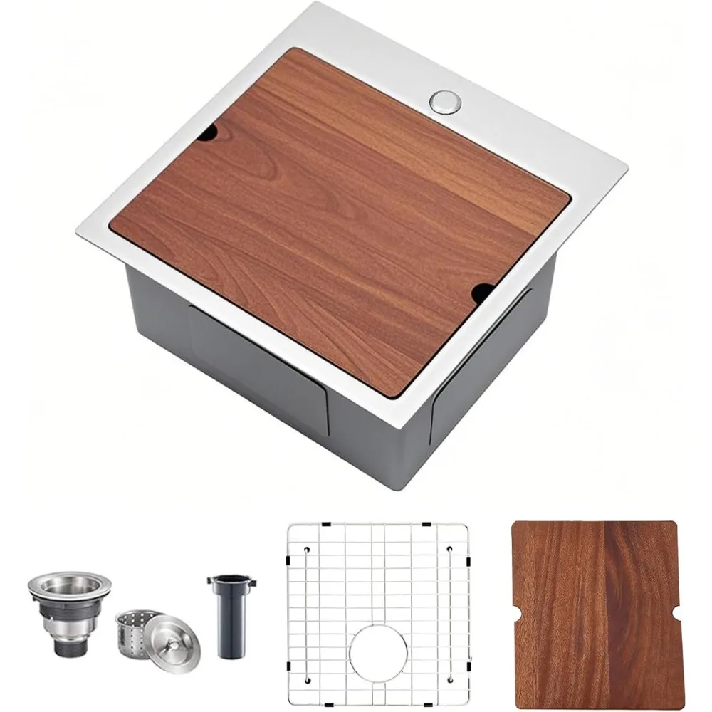 18x18 Drop In Single Bowl Prep Sink with Cutting Board for Kitchen Wet Bar Laundry RV Outdoor
18x18 Drop In Single Bowl Prep Sink with Cutting Board for Kitchen Wet Bar Laundry RV Outdoor
