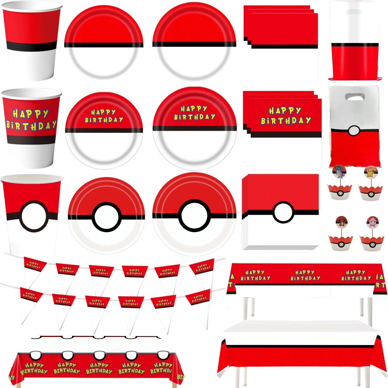 Pokemon 6th Birthday Decoration Disposable Tableware Pikachu Pokeball Tablecloth Plate Cup Baby Shower Poke Ball Party Favors
Pokemon 6th Birthday Decoration Disposable Tableware Pikachu Pokeball Tablecloth Plate Cup Baby Shower Poke Ball Party Favors