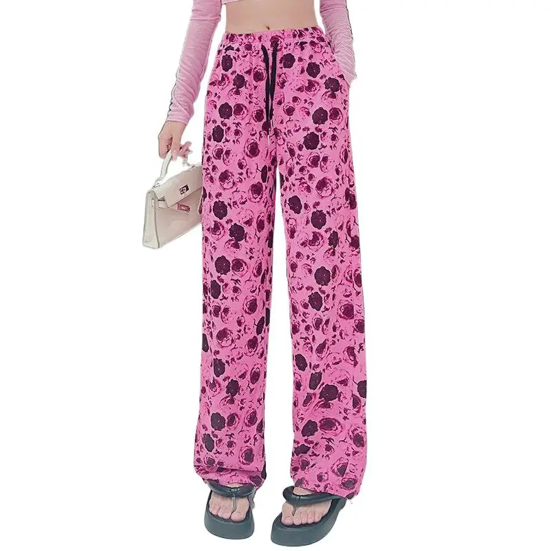 Summer Cotton Vintage Rose Printed Female Long Pants Elastic Waist Streetwear Breathable Black Drawstring Straight Trousers
Summer Cotton Vintage Rose Printed Female Long Pants Elastic Waist Streetwear Breathable Black Drawstring Straight Trousers