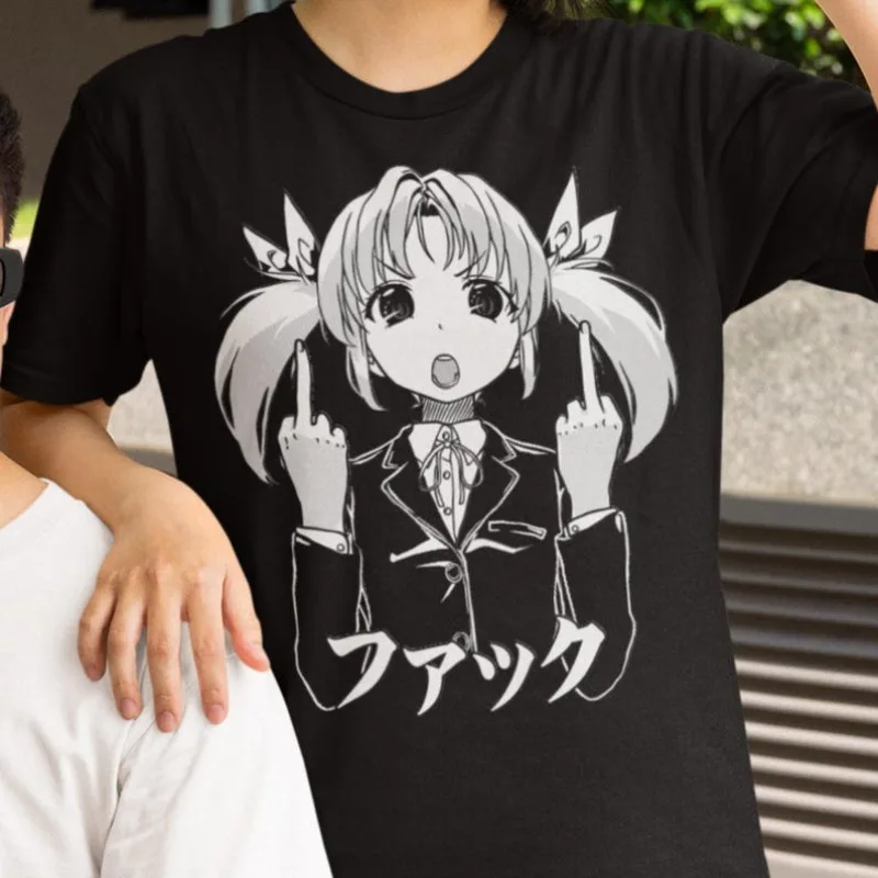 KUTABARE Kawaii Twintails Shirt, Schoolgirl Middle Finger, Urban Punk Clothing, Japanese Streetwear, Harajuku Style Fashion
KUTABARE Kawaii Twintails Shirt, Schoolgirl Middle Finger, Urban Punk Clothing, Japanese Streetwear, Harajuku Style Fashion