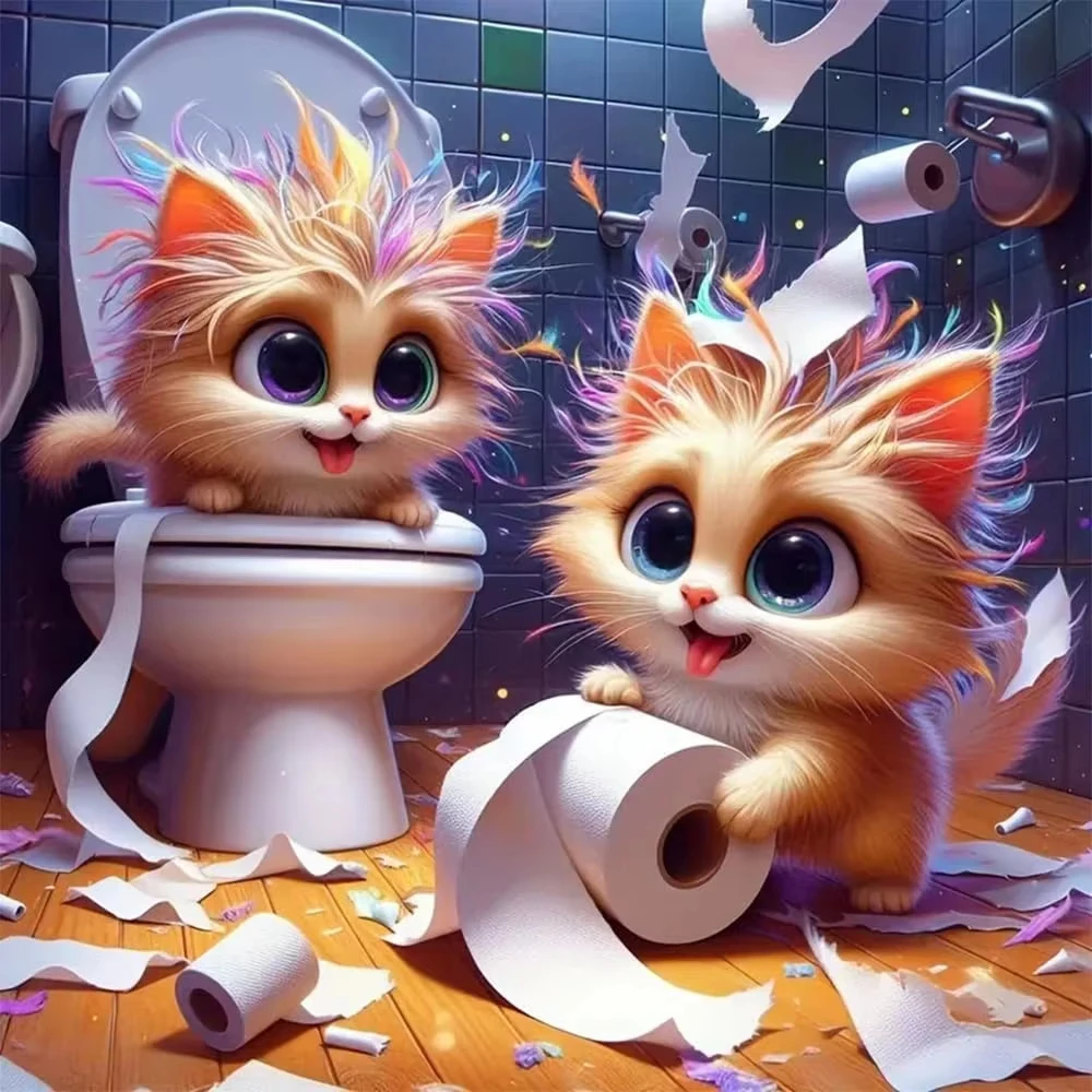 DIY Naughty Kittens in the Bathroom Jigsaw Puzzle, Fluffy Cats Playing with Toilet Paper Gift High Quality Perfect Home Decor
DIY Naughty Kittens in the Bathroom Jigsaw Puzzle, Fluffy Cats Playing with Toilet Paper Gift High Quality Perfect Home Decor