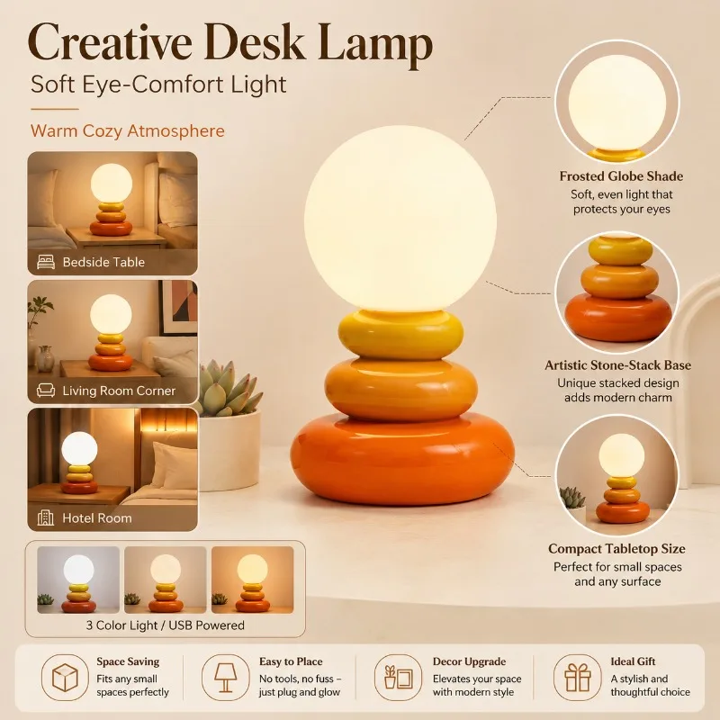Modern Personalized Stacked Stone Night Light Colorful Creative Desk Lamp High-End Atmosphere Decoration for Bedroom Home
Modern Personalized Stacked Stone Night Light Colorful Creative Desk Lamp High-End Atmosphere Decoration for Bedroom Home