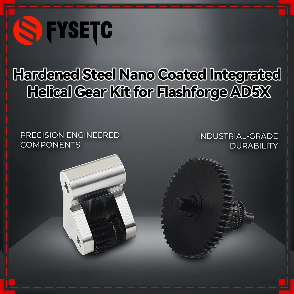 Hardened Steel Nano Coated lntegrated Helical Gear Kit For Flashforge AD5X HRC 62–65 And Duarable Gear Kit For AD5X 3D Printer
Hardened Steel Nano Coated lntegrated Helical Gear Kit For Flashforge AD5X HRC 62–65 And Duarable Gear Kit For AD5X 3D Printer