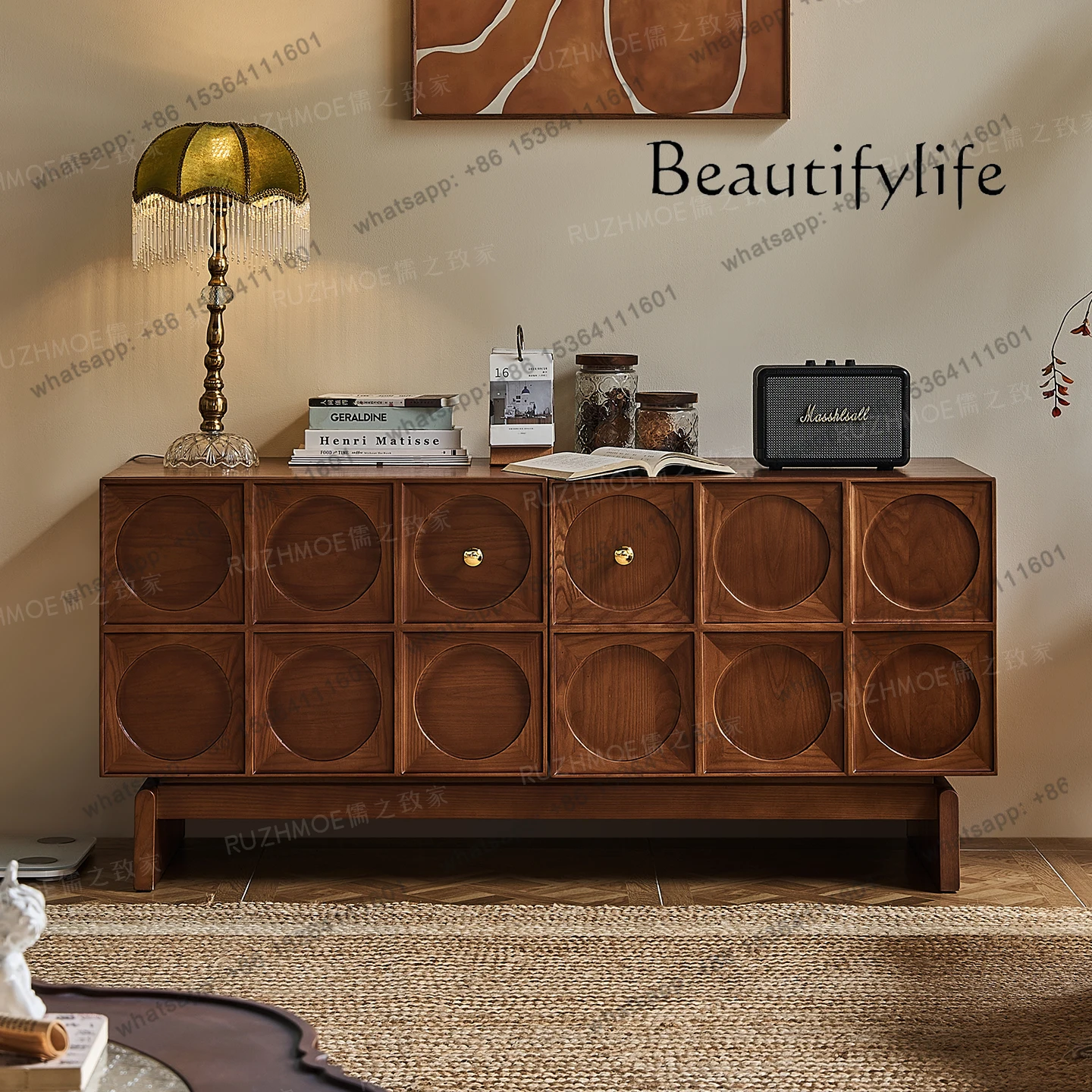 French retro solid wood porch cabinet TV cabinet living room household small apartment storage advanced sense
French retro solid wood porch cabinet TV cabinet living room household small apartment storage advanced sense