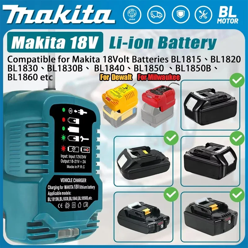 Портативное зарядное устройство Makita 2026 для литий-ионных аккумуляторов 18В/20В, замена зарядного устройства, подключение к прикуривателю автомобиля, для Dewalt/Milwaukee
Портативное зарядное устройство Makita 2026 для литий-ионных аккумуляторов 18В/20В, замена зарядного устройства, подключение к прикуривателю автомобиля, для Dewalt/Milwaukee