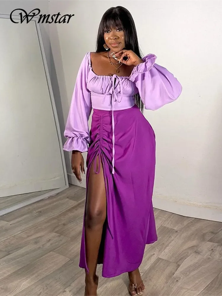 Wmstar Women Two Piece Dress Sets Long Sleeve Off Shoulder Top Bandage Skirts Elegant Matching Outfits Wholesale Dropshipping
Wmstar Women Two Piece Dress Sets Long Sleeve Off Shoulder Top Bandage Skirts Elegant Matching Outfits Wholesale Dropshipping