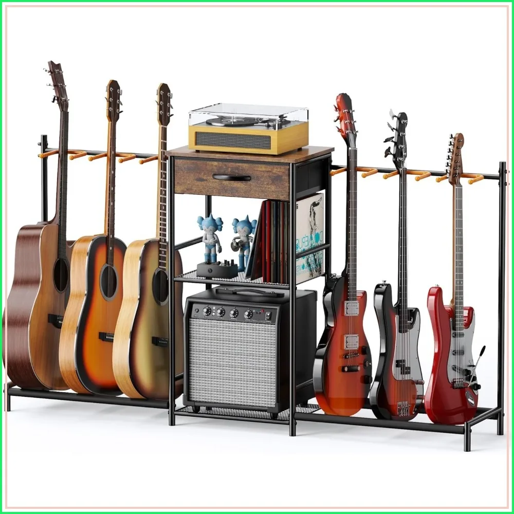 3-Tier Guitar Stand Floor for 6 Guitars, Multi Rack with Amp Stand & Cloth Drawer, Music Studio Accessories Gift
3-Tier Guitar Stand Floor for 6 Guitars, Multi Rack with Amp Stand & Cloth Drawer, Music Studio Accessories Gift