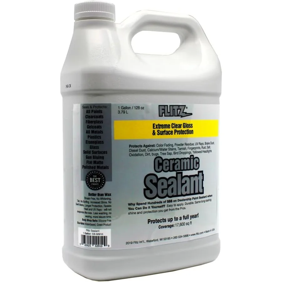 Flitz Ceramic Sealant - 1 Gallon Bottle of USA-Made Ceramic Coating for Cars Boats Glass - Repels Water Polishes and Protects f
Flitz Ceramic Sealant - 1 Gallon Bottle of USA-Made Ceramic Coating for Cars Boats Glass - Repels Water Polishes and Protects f
