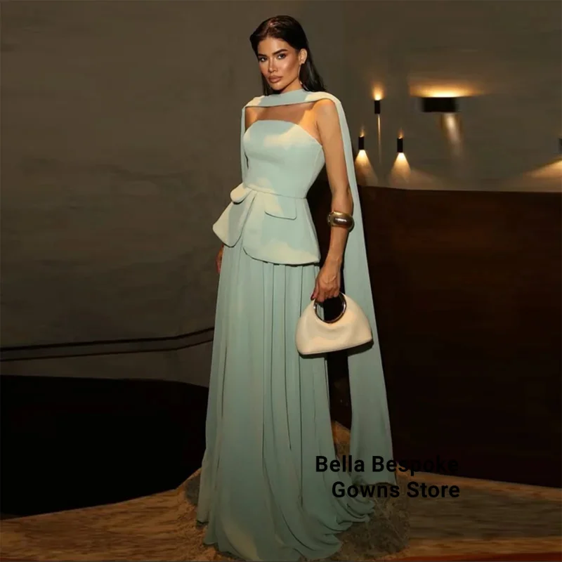 Elegant Satin A Line Evening Gowns With Scarf Sexy Strapless Peplum Prom Dress Floor Length Women Formal Wear Party Dress 
Elegant Satin A Line Evening Gowns With Scarf Sexy Strapless Peplum Prom Dress Floor Length Women Formal Wear Party Dress