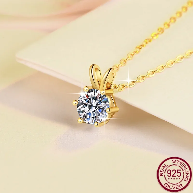 New s925 pure silver plated 18K real gold long-lasting color retention six claw pendant moissanite wedding jewelry
New s925 pure silver plated 18K real gold long-lasting color retention six claw pendant moissanite wedding jewelry