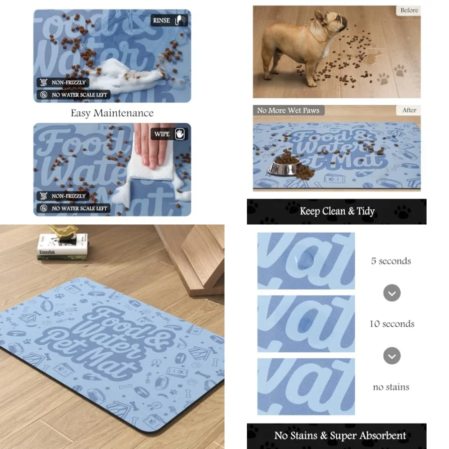 Pet Feeding Mat-Absorbent Dog Mat for Food and Water Bowl-No Stains Quick Dry Water Dispenser Mat-Dog Accessories Pet Supplies-
Pet Feeding Mat-Absorbent Dog Mat for Food and Water Bowl-No Stains Quick Dry Water Dispenser Mat-Dog Accessories Pet Supplies-