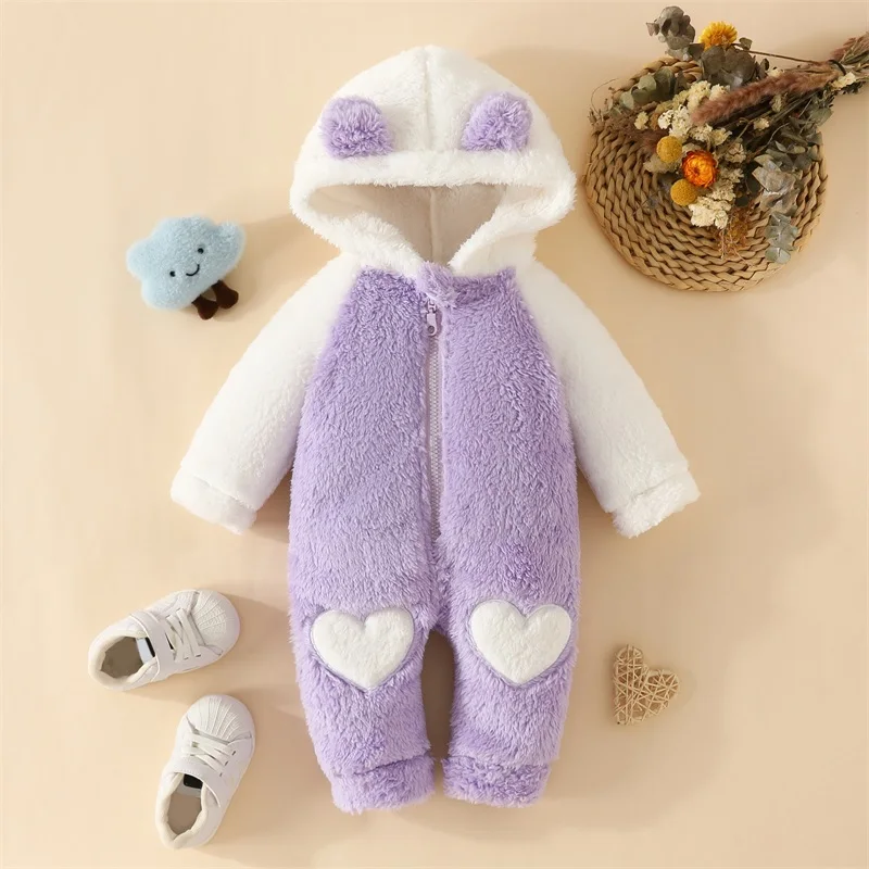 Baby Girls Rompers Infant Fuzzy Heart Pattern Zipper Long Sleeve Bodysuit Newborn Hooded Jumpsuits for Winter
Baby Girls Rompers Infant Fuzzy Heart Pattern Zipper Long Sleeve Bodysuit Newborn Hooded Jumpsuits for Winter
