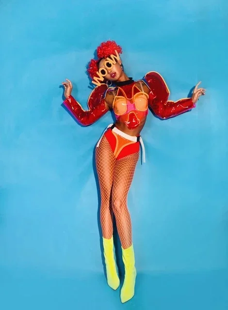 Nightclub Bar Female Singer DJ Jazz Dance Costumes Red Transparent Bodysuit Future Technology Sexy Stage Performance Clothes
Nightclub Bar Female Singer DJ Jazz Dance Costumes Red Transparent Bodysuit Future Technology Sexy Stage Performance Clothes