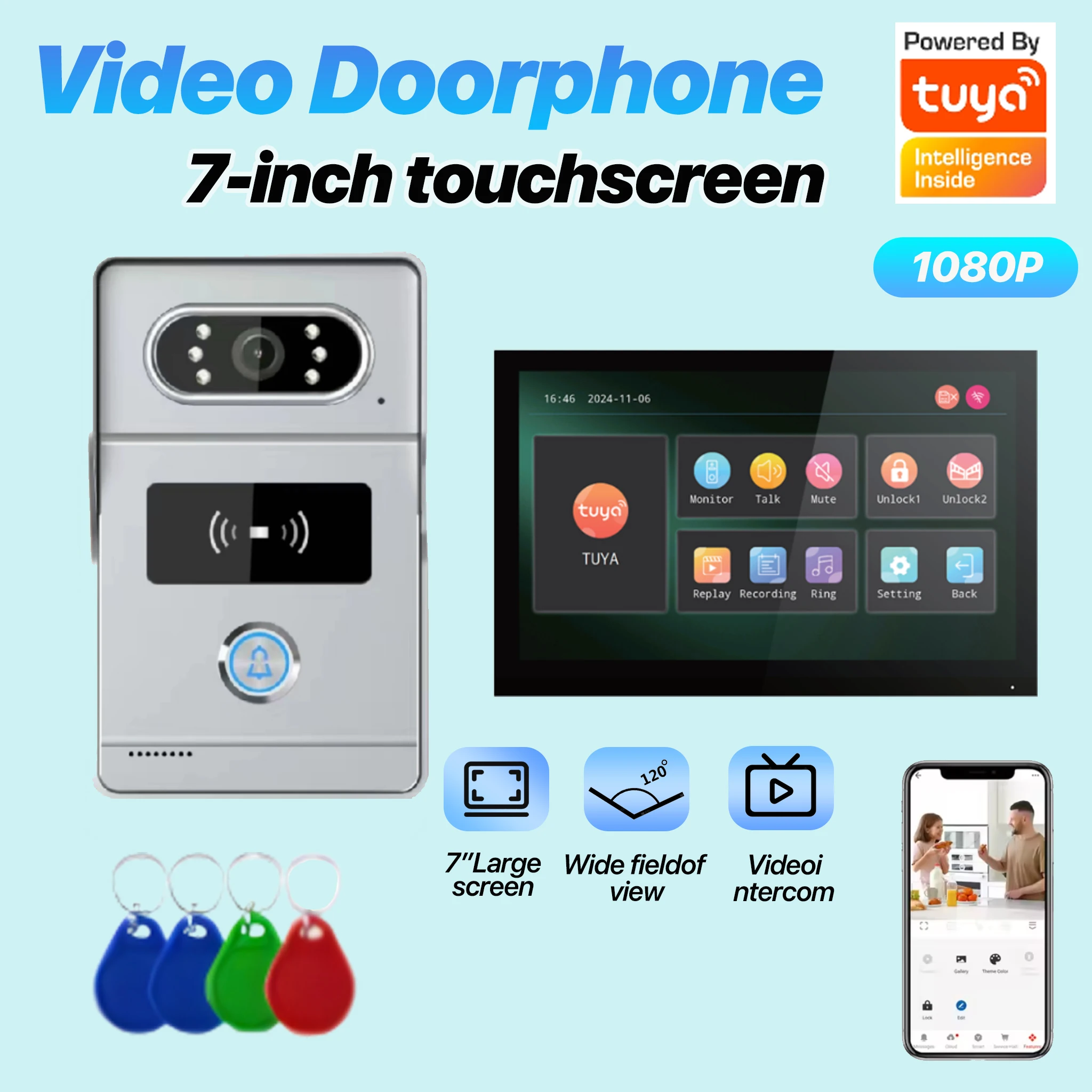 Tuya Smart Wired Video Door Phone 7' Touch Screen 1080P Night Vision Two-Way Audio Rainproof Home Intercom System
Tuya Smart Wired Video Door Phone 7' Touch Screen 1080P Night Vision Two-Way Audio Rainproof Home Intercom System
