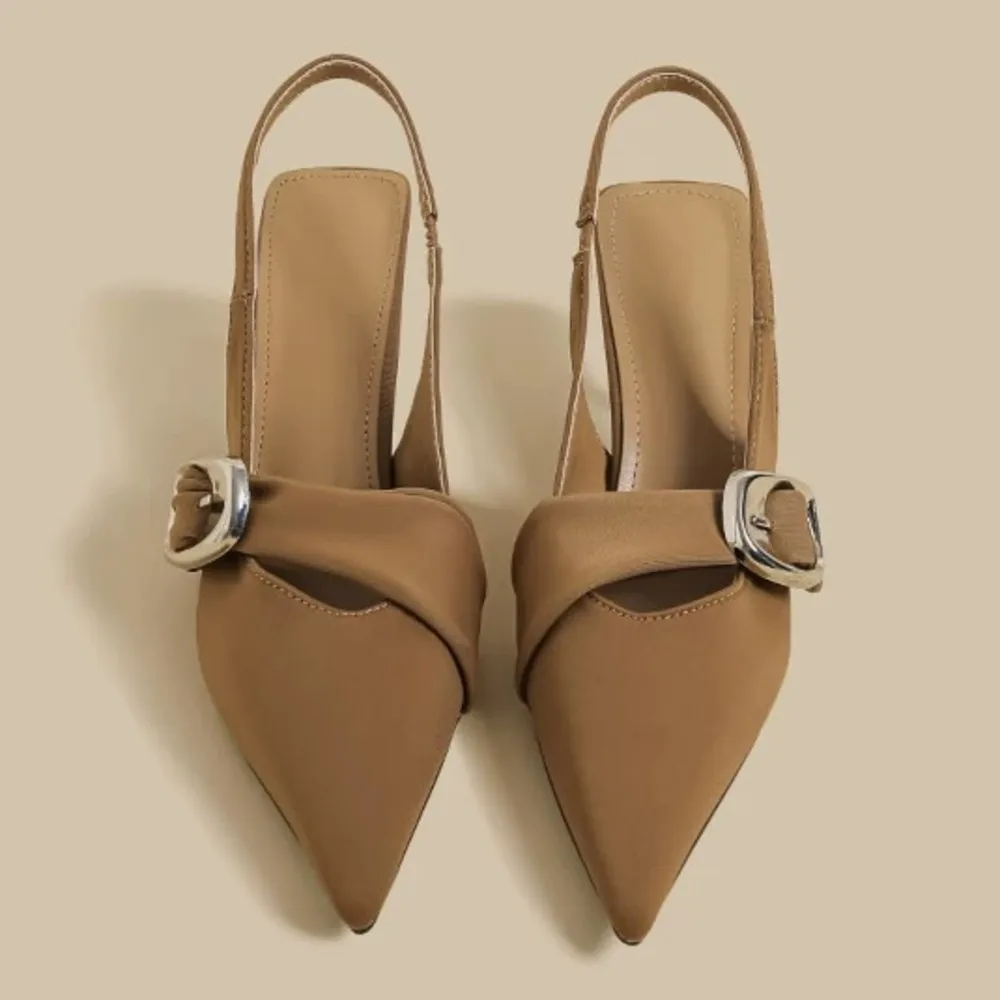 Women Slingback Kitten Heel Pumps Pointed Toe Metal Buckle Satin Sandals Elegant Casual Office Party Slip-on Heels
Women Slingback Kitten Heel Pumps Pointed Toe Metal Buckle Satin Sandals Elegant Casual Office Party Slip-on Heels