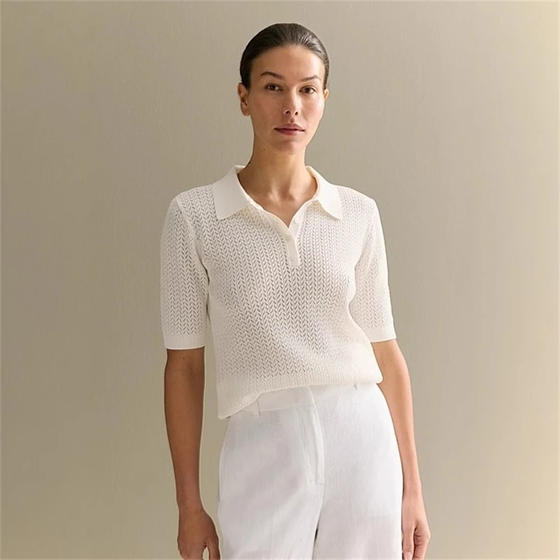 Hollow Knitted T Shirt Woman 2026 Summer New Short Sleeve Casual Loose Lapel Ins Hot Tops Lady Sweater T Shirt Solid
Hollow Knitted T Shirt Woman 2026 Summer New Short Sleeve Casual Loose Lapel Ins Hot Tops Lady Sweater T Shirt Solid