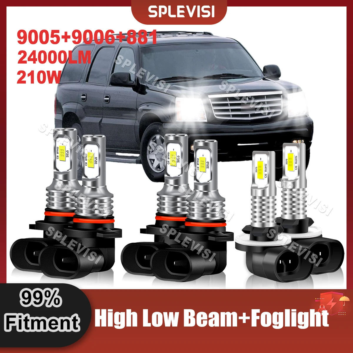 Pure White LED Headlight 9005 High Beam+9006 Low Beam+881 Foglamp CSP Chip For Cadillac Escalade 1999 2000 2001 2002 Car Light
Pure White LED Headlight 9005 High Beam+9006 Low Beam+881 Foglamp CSP Chip For Cadillac Escalade 1999 2000 2001 2002 Car Light