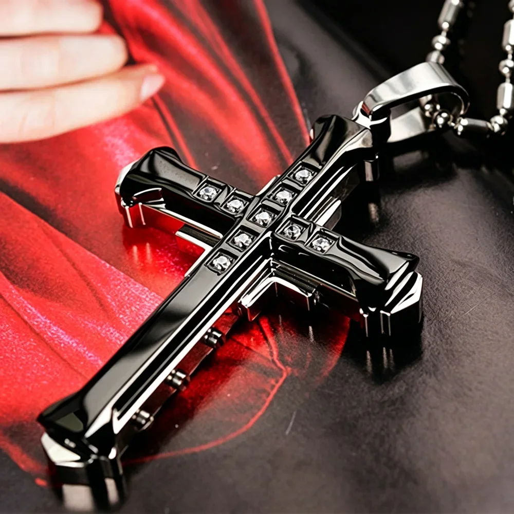 Men's Cross Pendant with Diamonds Silver Gold Black Domineering Pendant Necklace
Men's Cross Pendant with Diamonds Silver Gold Black Domineering Pendant Necklace