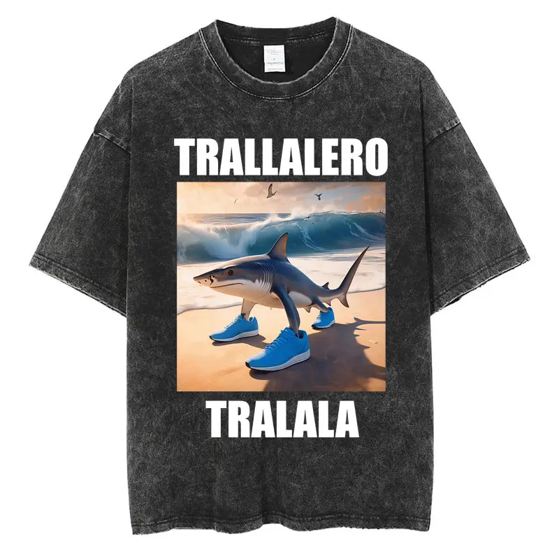 Tralalero Tralala Washed Vintage T-Shirts Men Women Trendy Summer Short Sleeve High Quality Cotton Oversized T Shirt Streetwear
Tralalero Tralala Washed Vintage T-Shirts Men Women Trendy Summer Short Sleeve High Quality Cotton Oversized T Shirt Streetwear