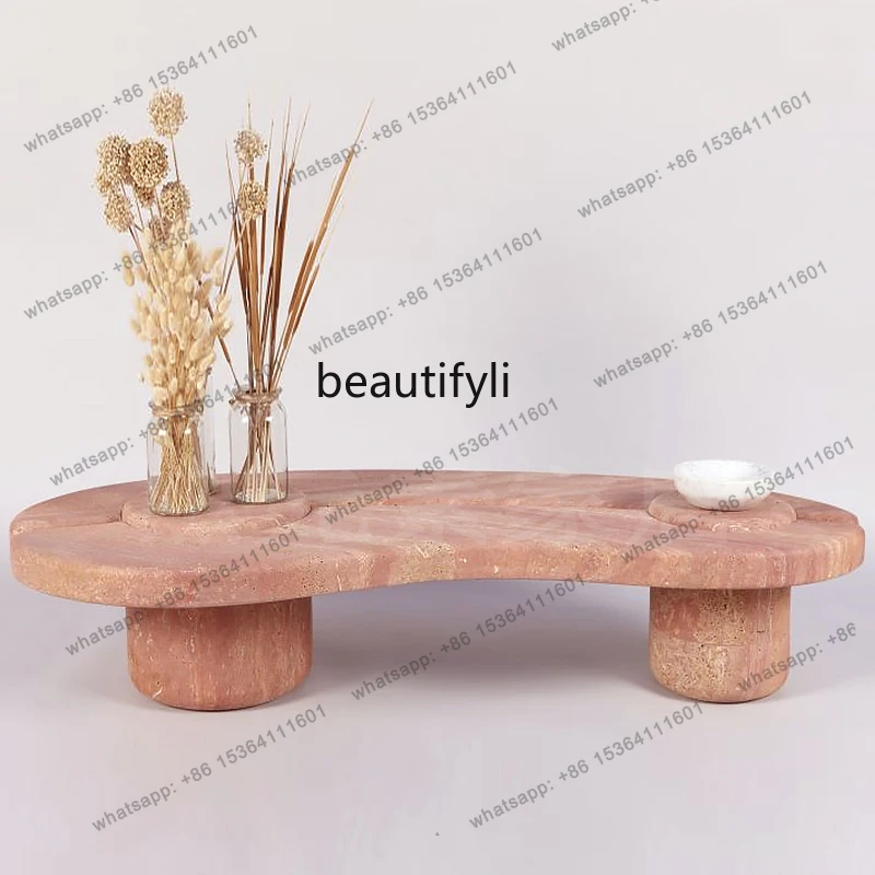 Italian minimalist natural red travertine coffee table high-end special-shaped art marble coffee table
Italian minimalist natural red travertine coffee table high-end special-shaped art marble coffee table
