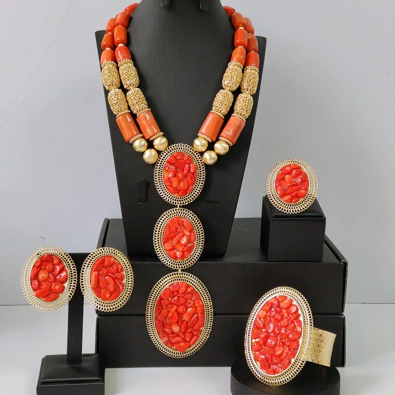 Nigerian Wedding Original Coral African Beads Jewelry Sets
Nigerian Wedding Original Coral African Beads Jewelry Sets