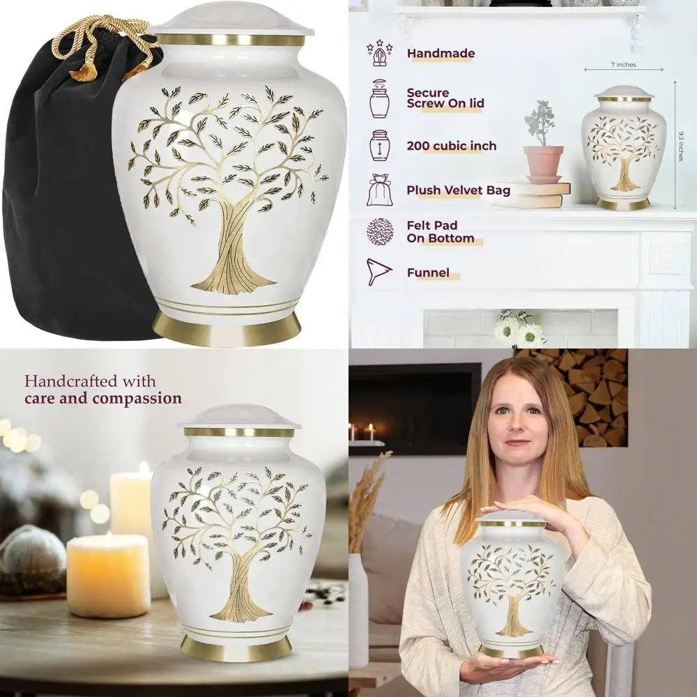 Cremation Urns for Adults - Tree of Life Design, Large White, Decorative Ashes Burial Container
Cremation Urns for Adults - Tree of Life Design, Large White, Decorative Ashes Burial Container