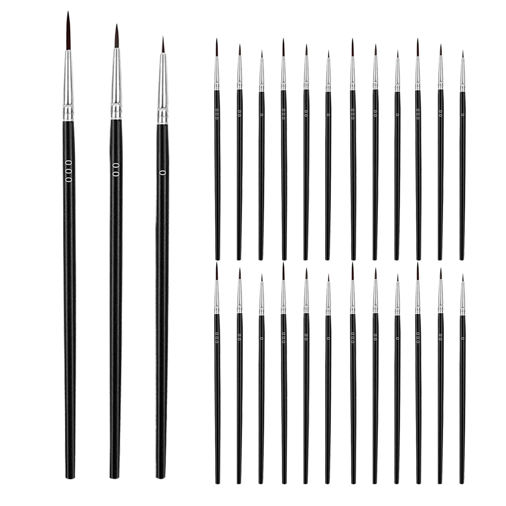 30pcs Paint Brushes Set Black 000 00 0 Detail Supplies Gouache Watercolor Acrylic Oil Painting Miniature Kit
30pcs Paint Brushes Set Black 000 00 0 Detail Supplies Gouache Watercolor Acrylic Oil Painting Miniature Kit