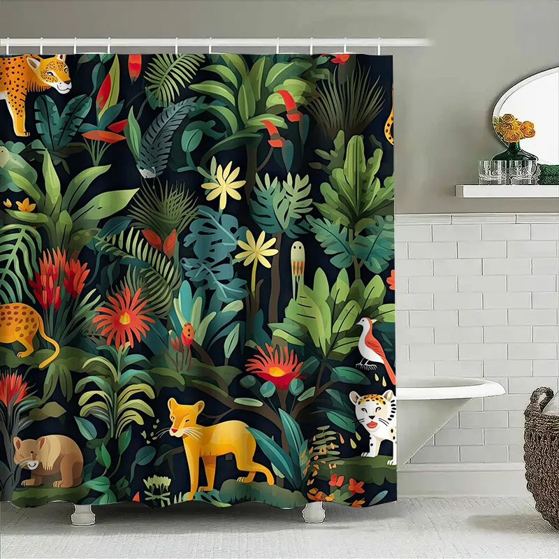 Занавеска для душа с животным узором, зеленая джунгли, дикая природа, принт, украшение для ванны, водонепроницаемая ткань, занавески для душа с 3D принтом для ванной
Занавеска для душа с животным узором, зеленая джунгли, дикая природа, принт, украшение для ванны, водонепроницаемая ткань, занавески для душа с 3D принтом для ванной