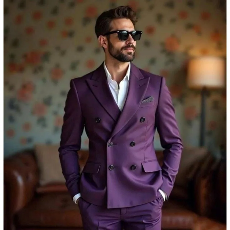 Formal Purple Double Breasted Men's Suits Elegant Wedding Peak Lapel 3 Piece Jacket Pants Vest Outfits Costume Homme Blazer 2024
Formal Purple Double Breasted Men's Suits Elegant Wedding Peak Lapel 3 Piece Jacket Pants Vest Outfits Costume Homme Blazer 2024