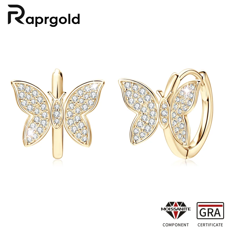 RAPRGOLD Round Moissanite Butterfly Hoop Earrings for Women 925 Sterling Silver Piercing Huggie Earring Jewelry Gifts Pendientes
RAPRGOLD Round Moissanite Butterfly Hoop Earrings for Women 925 Sterling Silver Piercing Huggie Earring Jewelry Gifts Pendientes