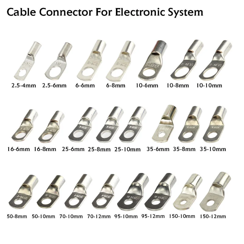 5PCS Battery Copper Crimp Terminals Cable Lug Eyelet Wire Ring Connector 6MM² - 95MM² Wire Connector Terminals Terminator
5PCS Battery Copper Crimp Terminals Cable Lug Eyelet Wire Ring Connector 6MM² - 95MM² Wire Connector Terminals Terminator