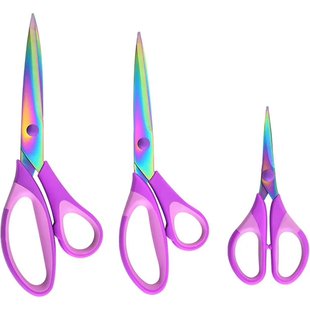 Craft Scissors Set of 3 Pack, All Purpose Sharp Titanium Blades Shears, Comfort Grip Handle, Multipurpose Fabric Scissors
Craft Scissors Set of 3 Pack, All Purpose Sharp Titanium Blades Shears, Comfort Grip Handle, Multipurpose Fabric Scissors