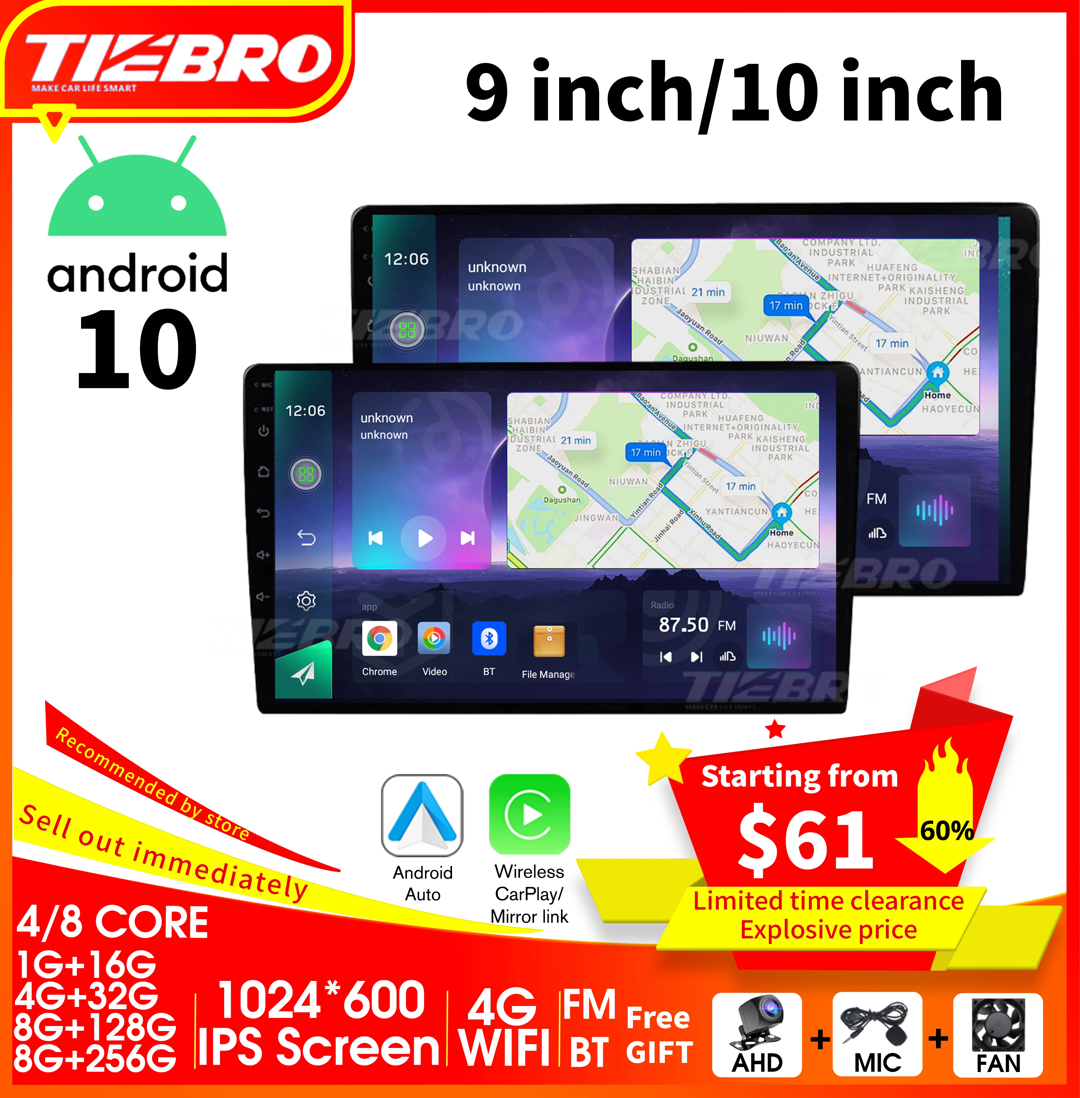 Android 10 Car Radio Autoradio 32G 2 Din 7"/9"/10" Universal WIFI GPS Car Audio Multimedia Player For Hyundai Nissan Toyota Kia
Android 10 Car Radio Autoradio 32G 2 Din 7"/9"/10" Universal WIFI GPS Car Audio Multimedia Player For Hyundai Nissan Toyota Kia