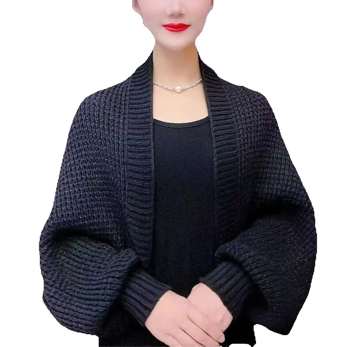 2024 Autumn And Winter Fashion Bat-shaped Cardigan Versatile Hollow Collarless Long-sleeved Knitted Cardigan With Temperament
2024 Autumn And Winter Fashion Bat-shaped Cardigan Versatile Hollow Collarless Long-sleeved Knitted Cardigan With Temperament