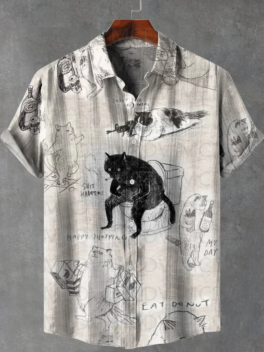 Two Black Cats Vintage Print Casual Hawaiian Shirt Printed Style Short Sleeve Casual Shirt Men's
Two Black Cats Vintage Print Casual Hawaiian Shirt Printed Style Short Sleeve Casual Shirt Men's
