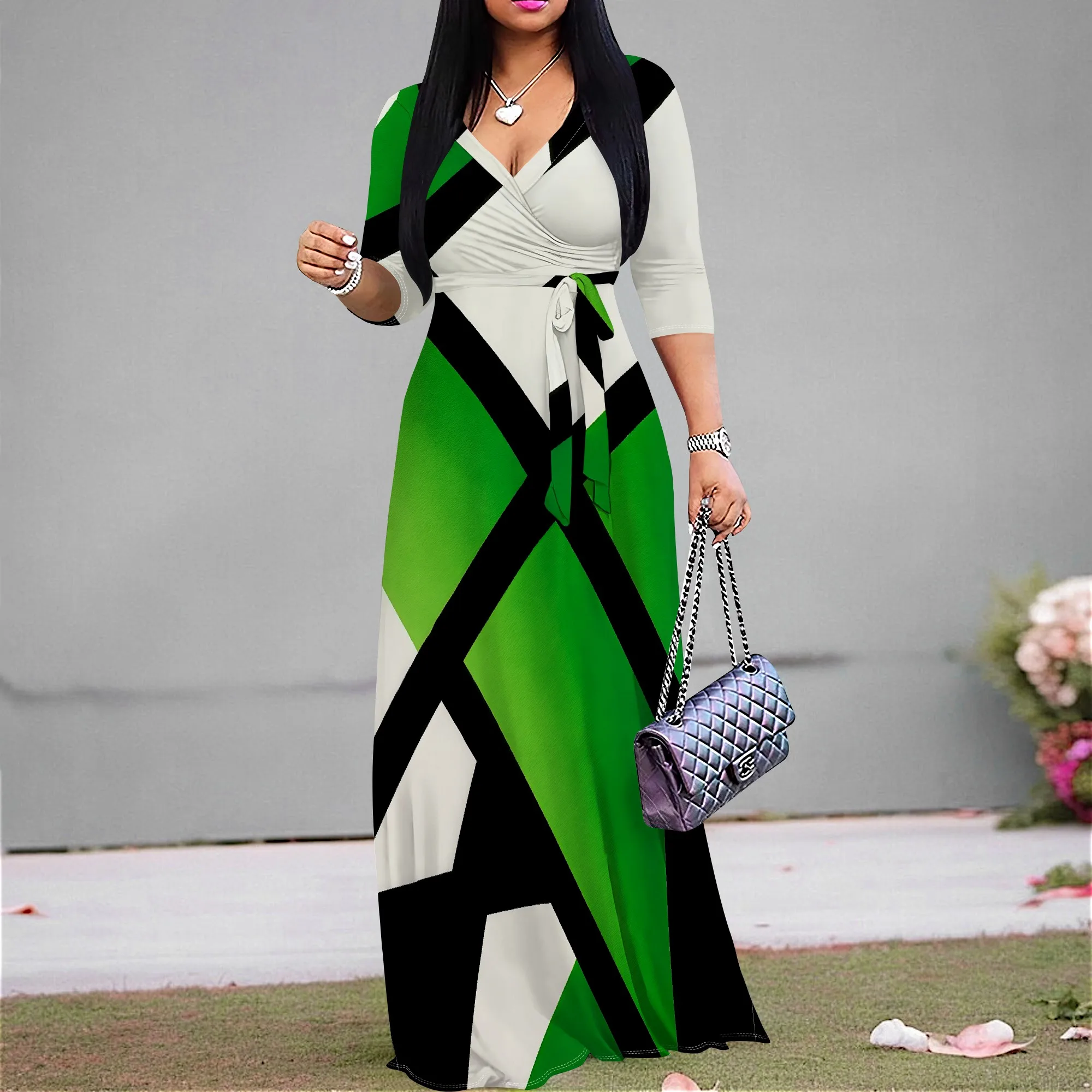 Green Geometric Maxi Dress S-3XL V-Neck Tie Waist Style for Juneteenth, Art Show or Urban Summer Street Fashion Look
Green Geometric Maxi Dress S-3XL V-Neck Tie Waist Style for Juneteenth, Art Show or Urban Summer Street Fashion Look