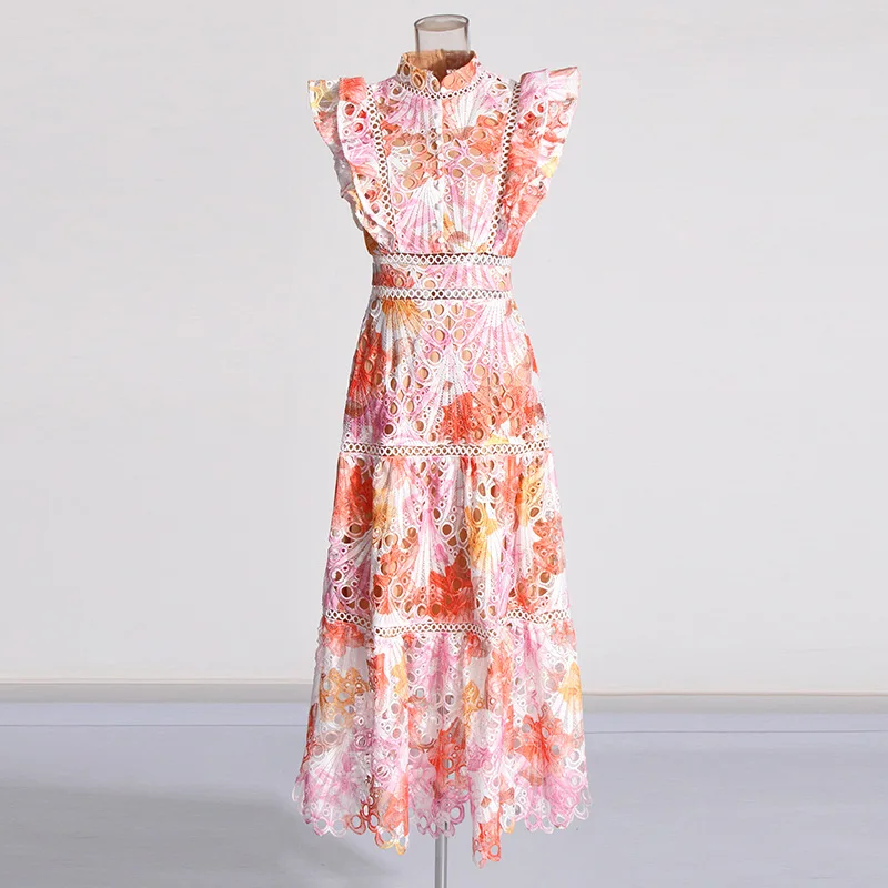 Fashion Fresh Sweet Style Long Dress 2026 New Stand Collar Lace Trim Sleeveless Embroidered Hollow out Cotton One Piece Dress
Fashion Fresh Sweet Style Long Dress 2026 New Stand Collar Lace Trim Sleeveless Embroidered Hollow out Cotton One Piece Dress
