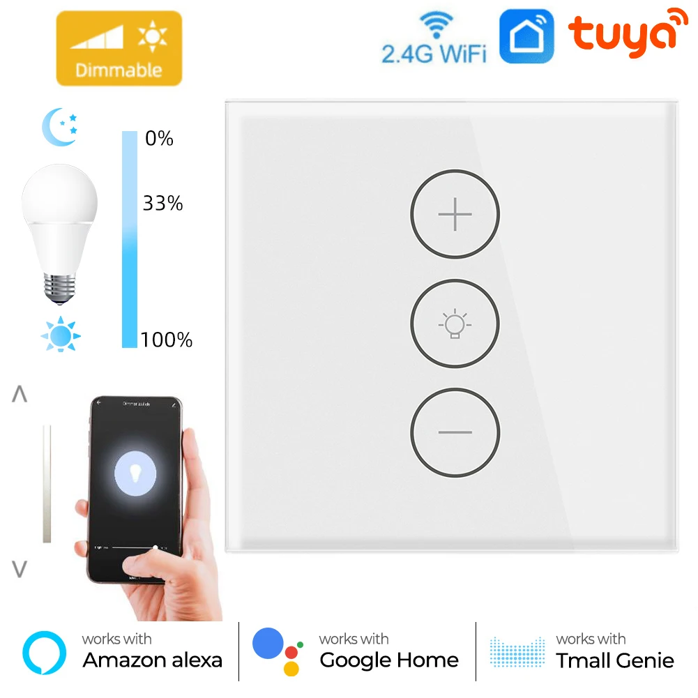 Tuya WiFi Smart Dimmers Switch EU LED Light Wall Touch Switch Smart Life APP Wireless Remote Control Voice for Alexa Google Home
Tuya WiFi Smart Dimmers Switch EU LED Light Wall Touch Switch Smart Life APP Wireless Remote Control Voice for Alexa Google Home