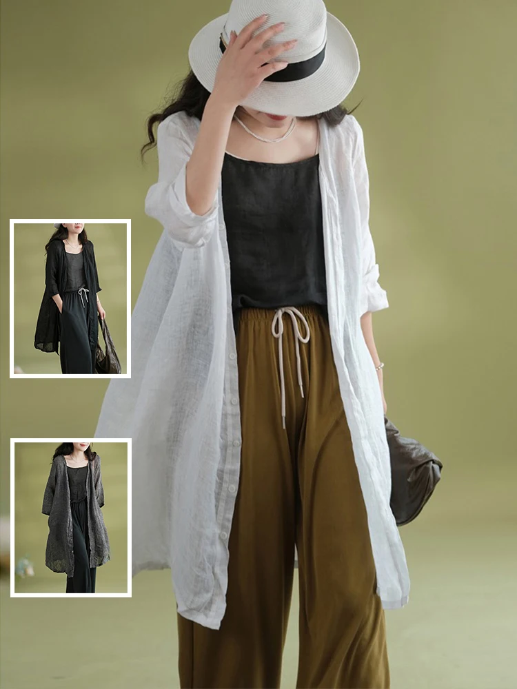 Breathable Lightweight Cotton Linen Shirt Cardigan Outerwear Summer Casual Loose Fit V-Neck Seven Sleeve Long Shirt for plus ...
Breathable Lightweight Cotton Linen Shirt Cardigan Outerwear Summer Casual Loose Fit V-Neck Seven Sleeve Long Shirt for plus ...