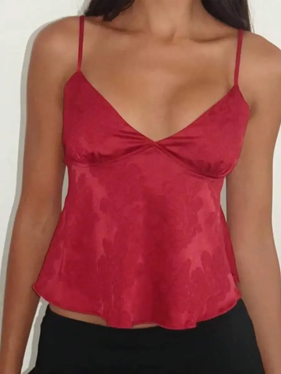 Jacquard Floral Camisole Vintage V Neck Spaghetti Strap Crop Top Women
Jacquard Floral Camisole Vintage V Neck Spaghetti Strap Crop Top Women