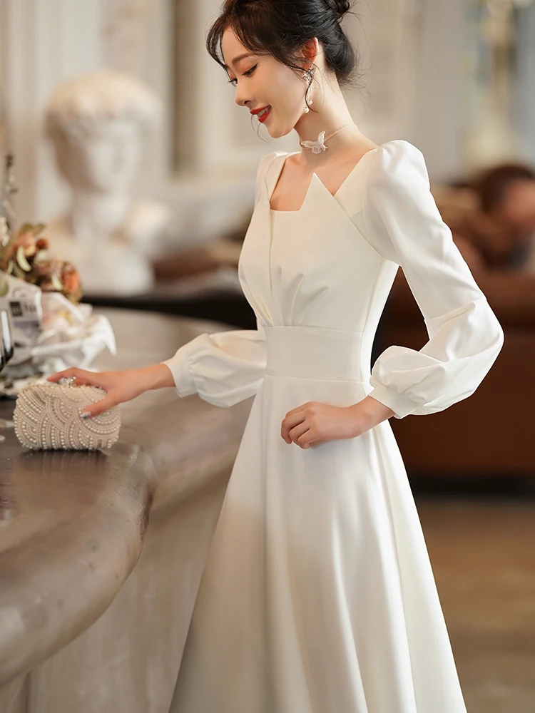 Ele Long Sve Engagement Evening Dr Women's Host Ball Gown White Wedding Registration Ceremony Winter Long Dr
Ele Long Sve Engagement Evening Dr Women's Host Ball Gown White Wedding Registration Ceremony Winter Long Dr
