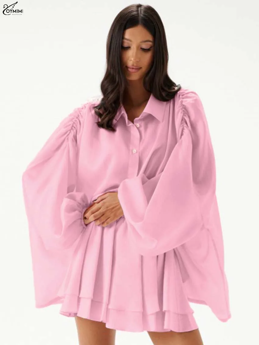 Oymimi Casual Pink Cotton Women's Two Pieces Set Fashion Long Sleeve Loose Button Shirts And High Waist Pleated Mini Skirts Sets
Oymimi Casual Pink Cotton Women's Two Pieces Set Fashion Long Sleeve Loose Button Shirts And High Waist Pleated Mini Skirts Sets