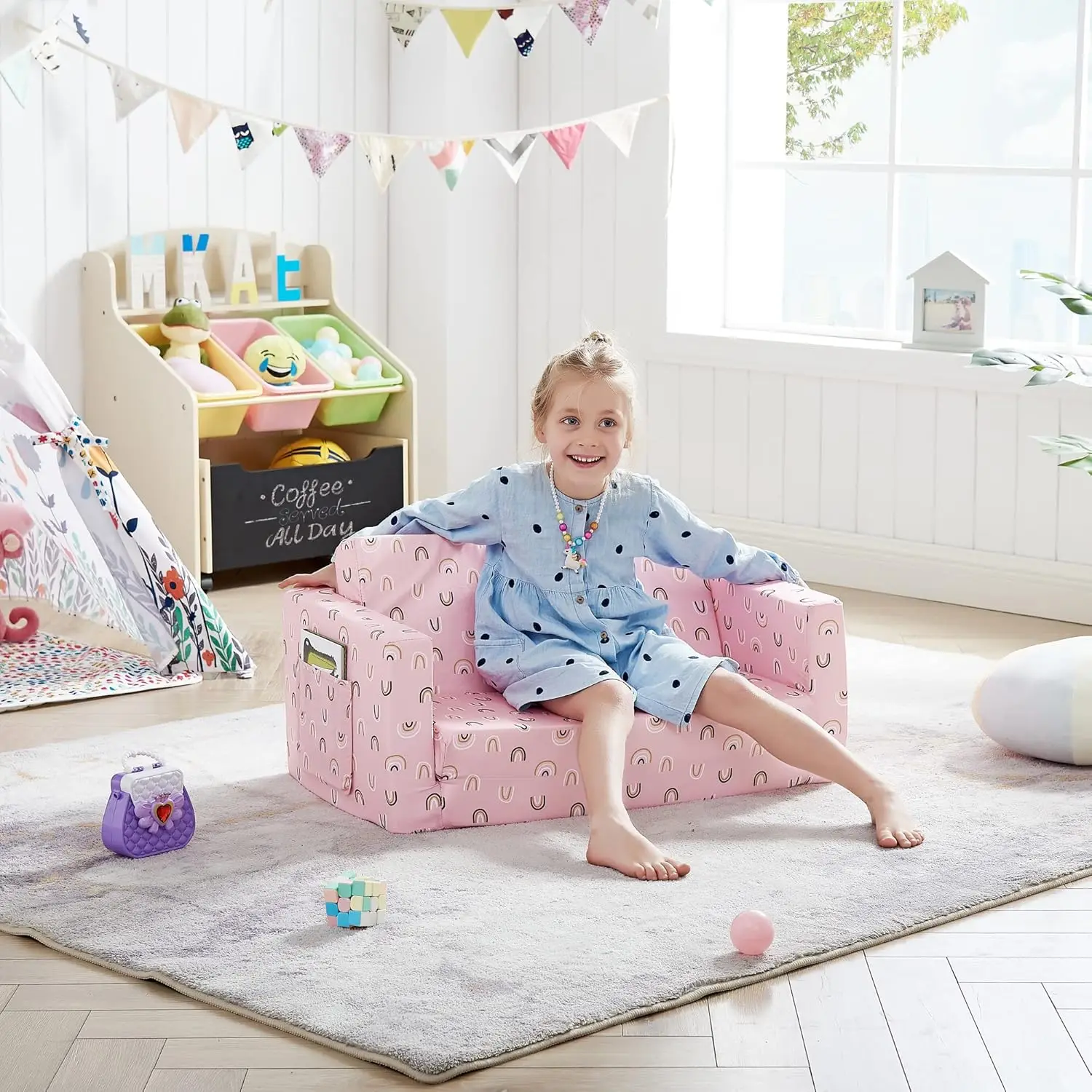 Детский раскладной диван-кровать с мягкой плюшевой обивкой, розовая радуга - 2-в-1, раскладной диван для детей
Детский раскладной диван-кровать с мягкой плюшевой обивкой, розовая радуга - 2-в-1, раскладной диван для детей