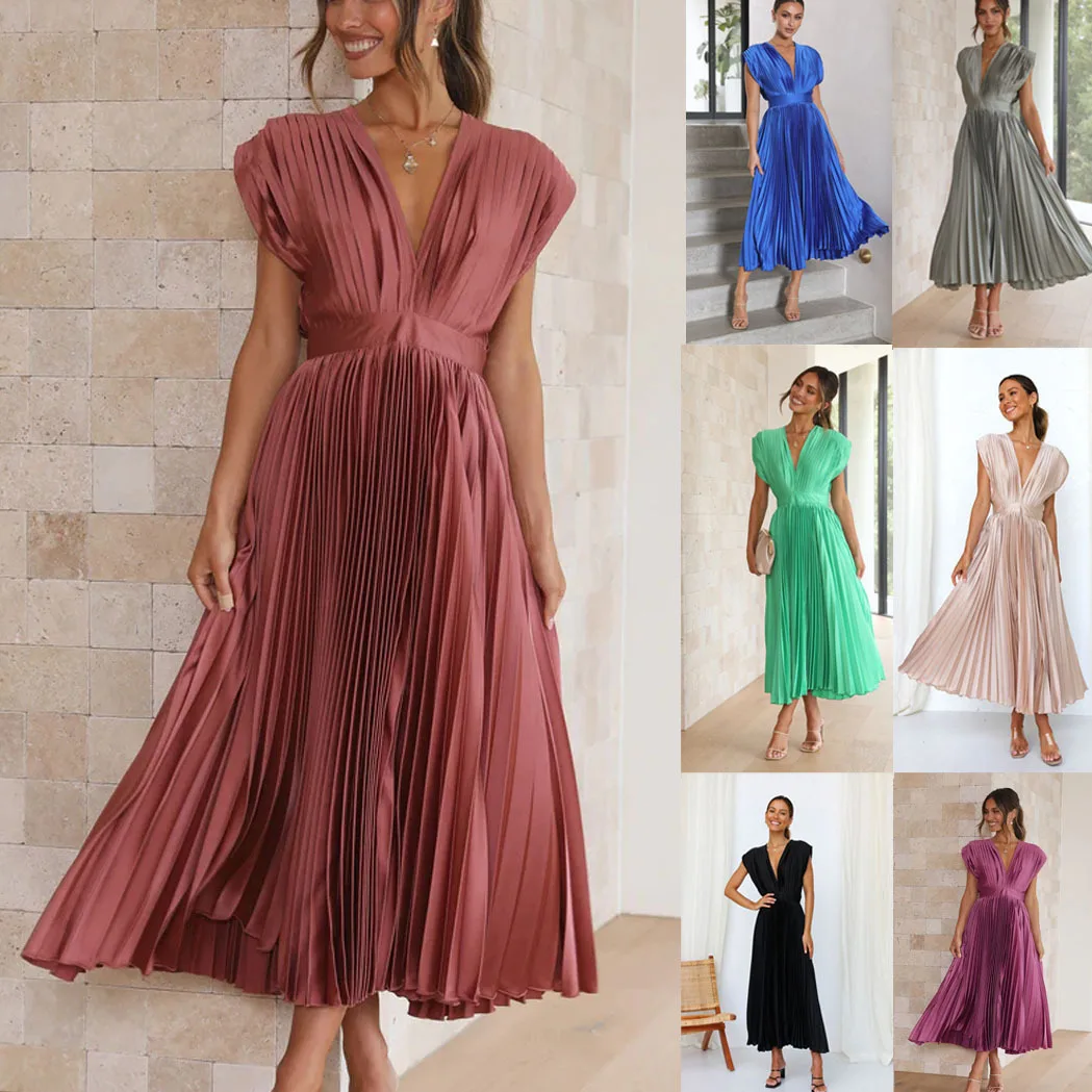 Women Elegant Long Dress 2023 Spring and Summer New Temperament Sexy Sleeveless Dresses Female Loose Zipper Pleated Party
Women Elegant Long Dress 2023 Spring and Summer New Temperament Sexy Sleeveless Dresses Female Loose Zipper Pleated Party