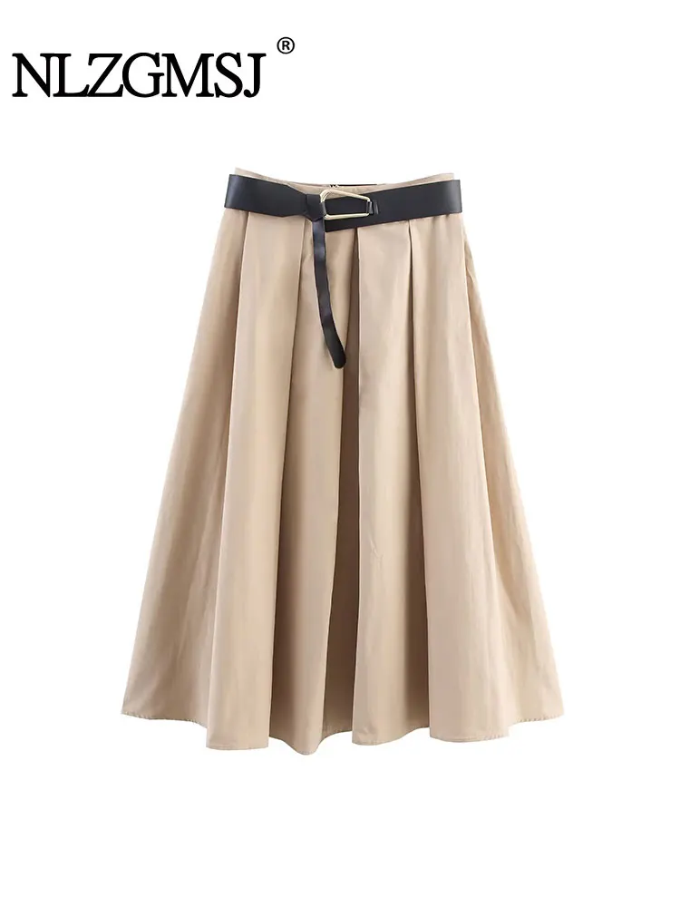NLZGMSJ Casual Chic Women Belt Skirt Solid Zipper Loose Long Straight Skirt Fashion Spring Autumn Lady Skirt
NLZGMSJ Casual Chic Women Belt Skirt Solid Zipper Loose Long Straight Skirt Fashion Spring Autumn Lady Skirt